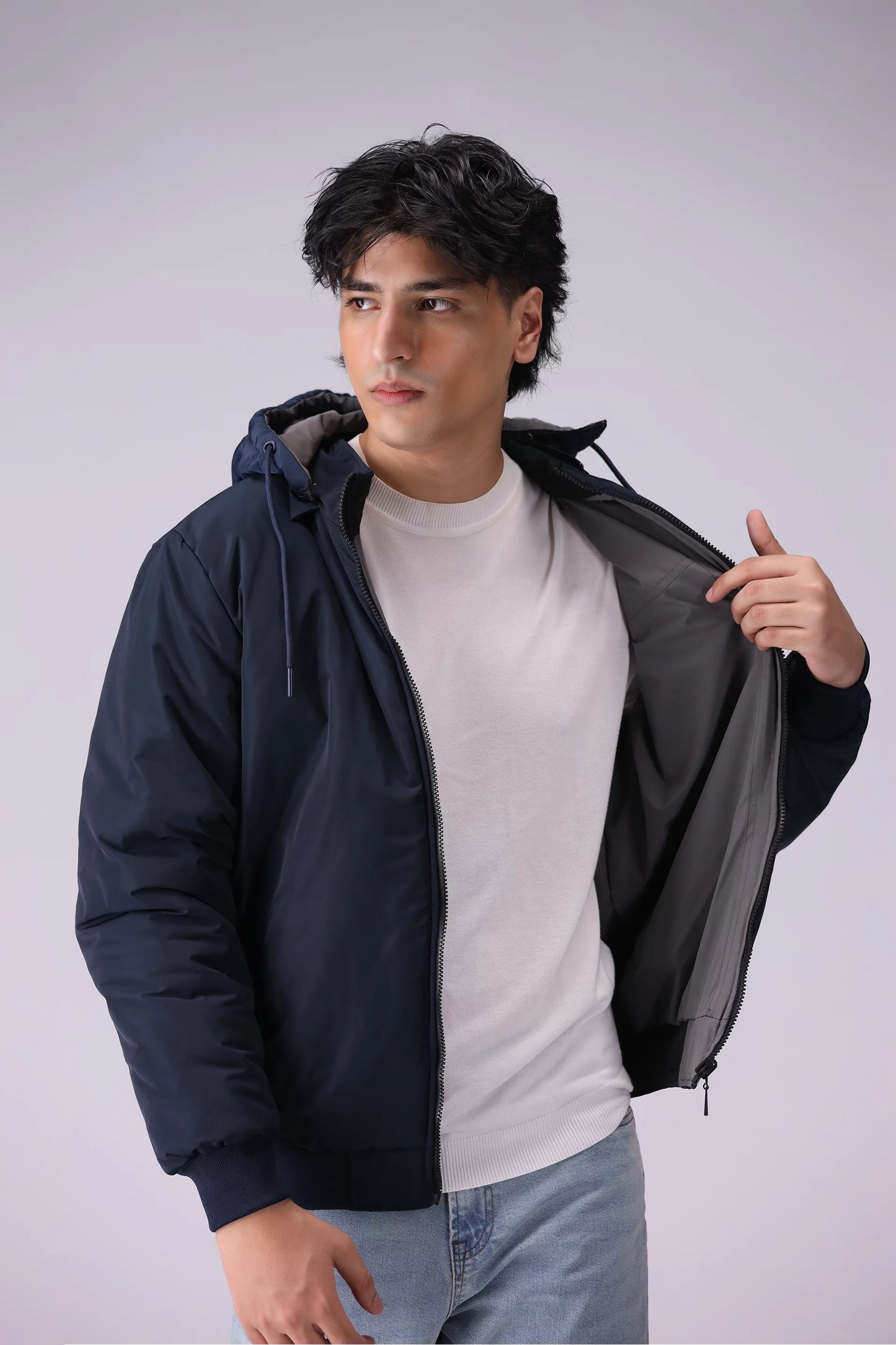 Double Sided Jacket With Detachable Hood Men Jacket Winter 2024 Knit Story COUGAR- (Men Winter 2024)   