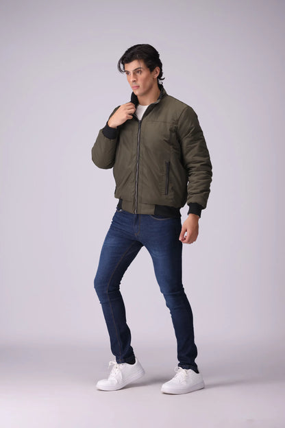 Parachute Contrast Trim Jacket Men Jacket Winter 2024 Knit Story COUGAR- (Men Winter 2024)   