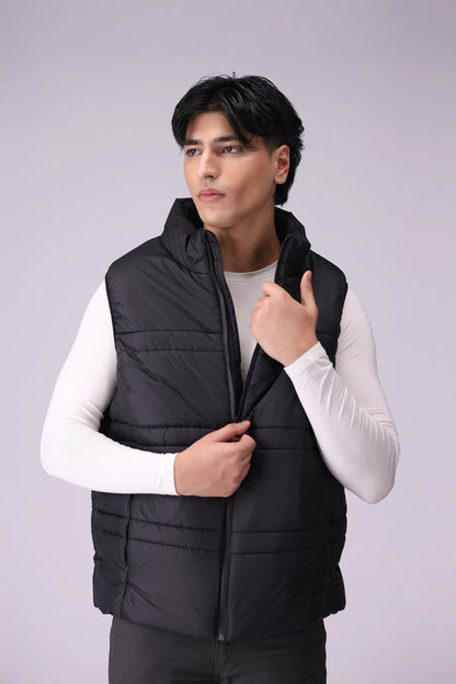 Puffer Gilet With Inseam Pockets Men Jacket Winter 2024 Knit Story COUGAR- (Men Winter 2024) S Black 