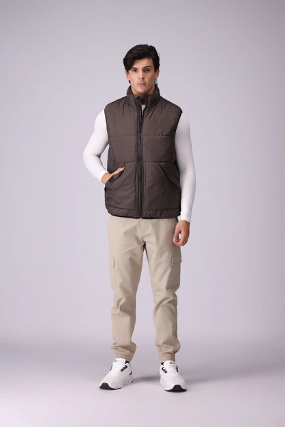 Puffer Gilet With Piping Men Jacket Winter 2024 Knit Story COUGAR- (Men Winter 2024)   