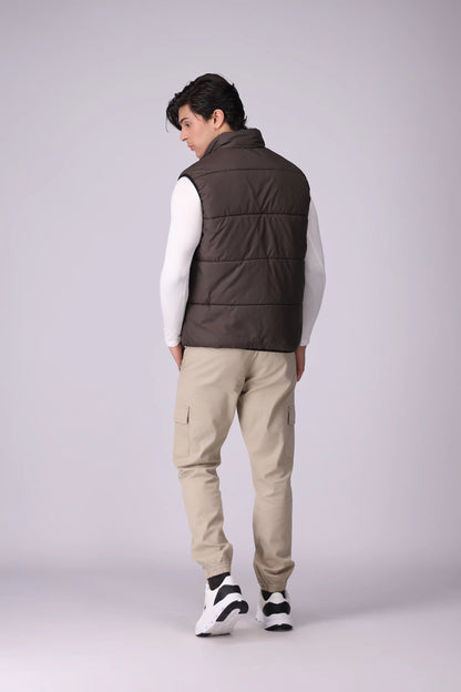 Puffer Gilet With Piping Men Jacket Winter 2024 Knit Story COUGAR- (Men Winter 2024)   