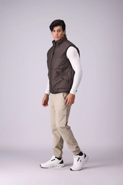 Puffer Gilet With Piping Men Jacket Winter 2024 Knit Story COUGAR- (Men Winter 2024)   