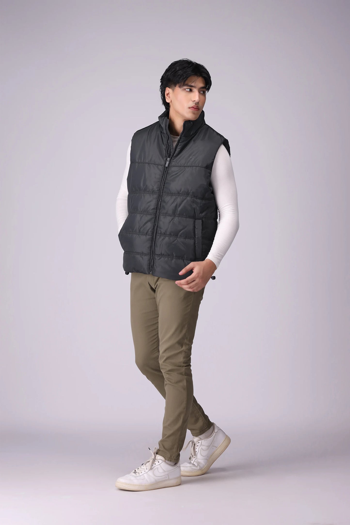 Mock Neck Puffer Gilet Men Jacket Winter 2024 Knit Story COUGAR- (Men Winter 2024)   