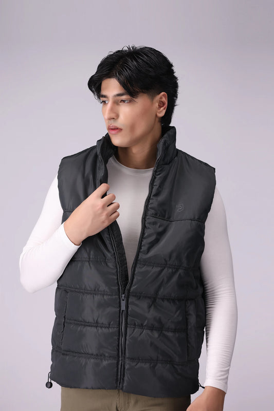 Mock Neck Puffer Gilet Men Jacket Winter 2024 Knit Story COUGAR- (Men Winter 2024) M Grey 