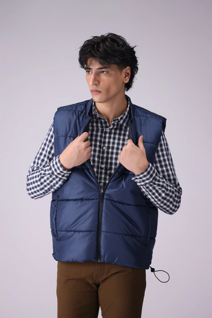 Mandarin Collar Puffer Gilet Men Jacket Winter 2024 Knit Story COUGAR- (Men Winter 2024)   