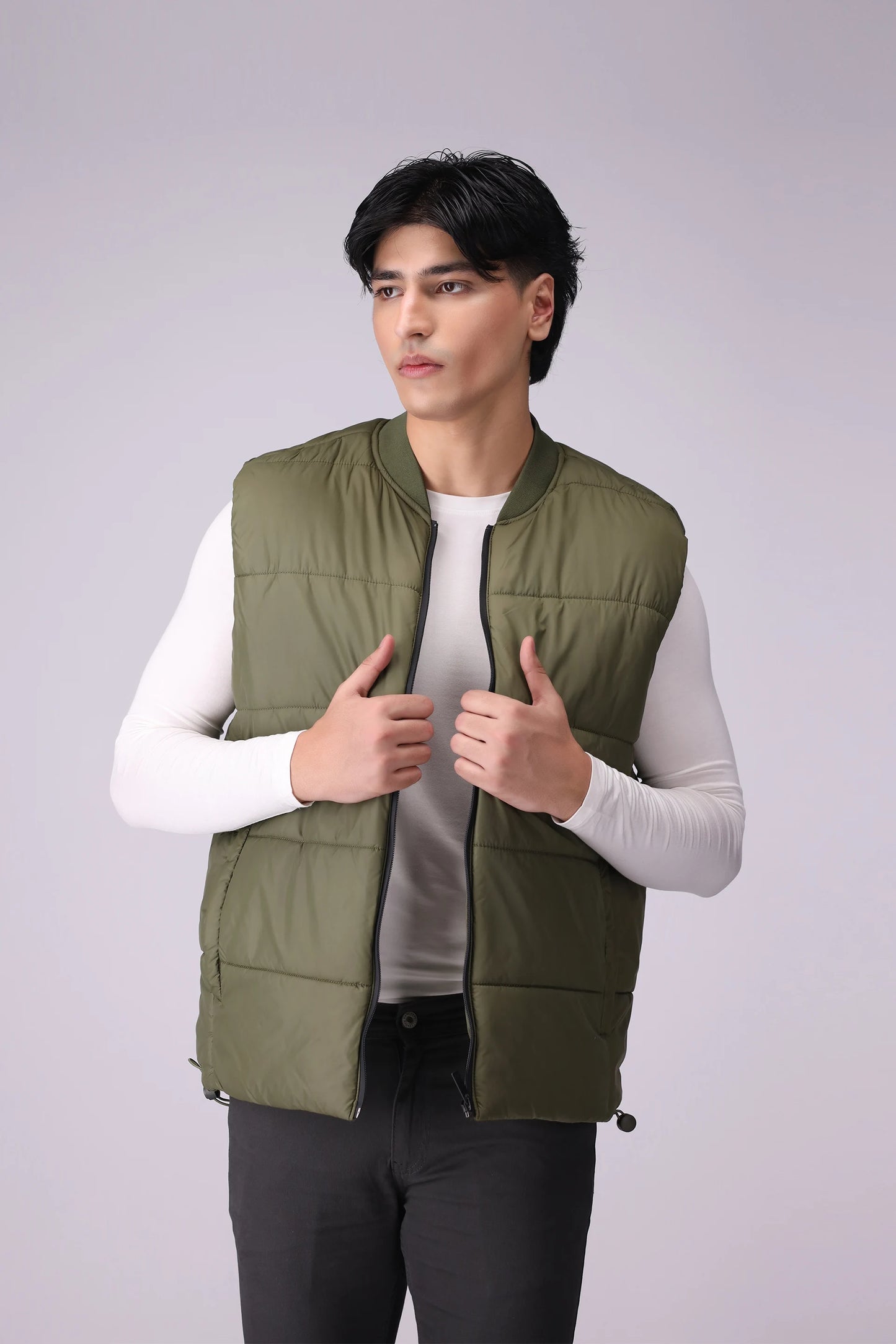 Mandarin Collar Puffer Gilet Men Jacket Winter 2024 Knit Story COUGAR- (Men Winter 2024)   