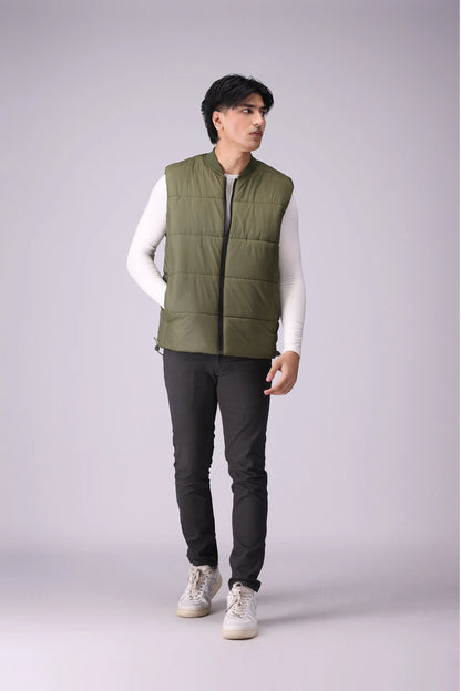 Mandarin Collar Puffer Gilet Men Jacket Winter 2024 Knit Story COUGAR- (Men Winter 2024)   