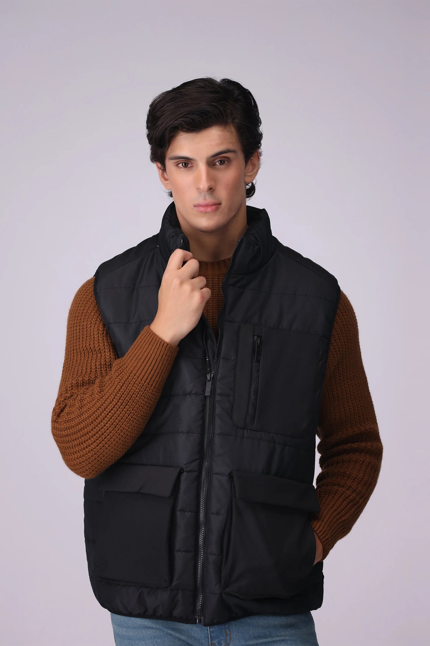 Ripstop Gilet Men Jacket Winter 2024 Knit Story COUGAR- (Men Winter 2024) M Black 