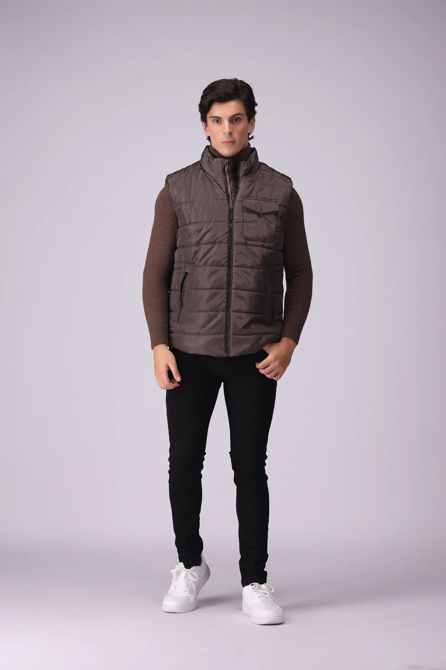 Puffer Gilet With Zipper Pockets Men Jacket Winter 2024 Knit Story COUGAR- (Men Winter 2024)   