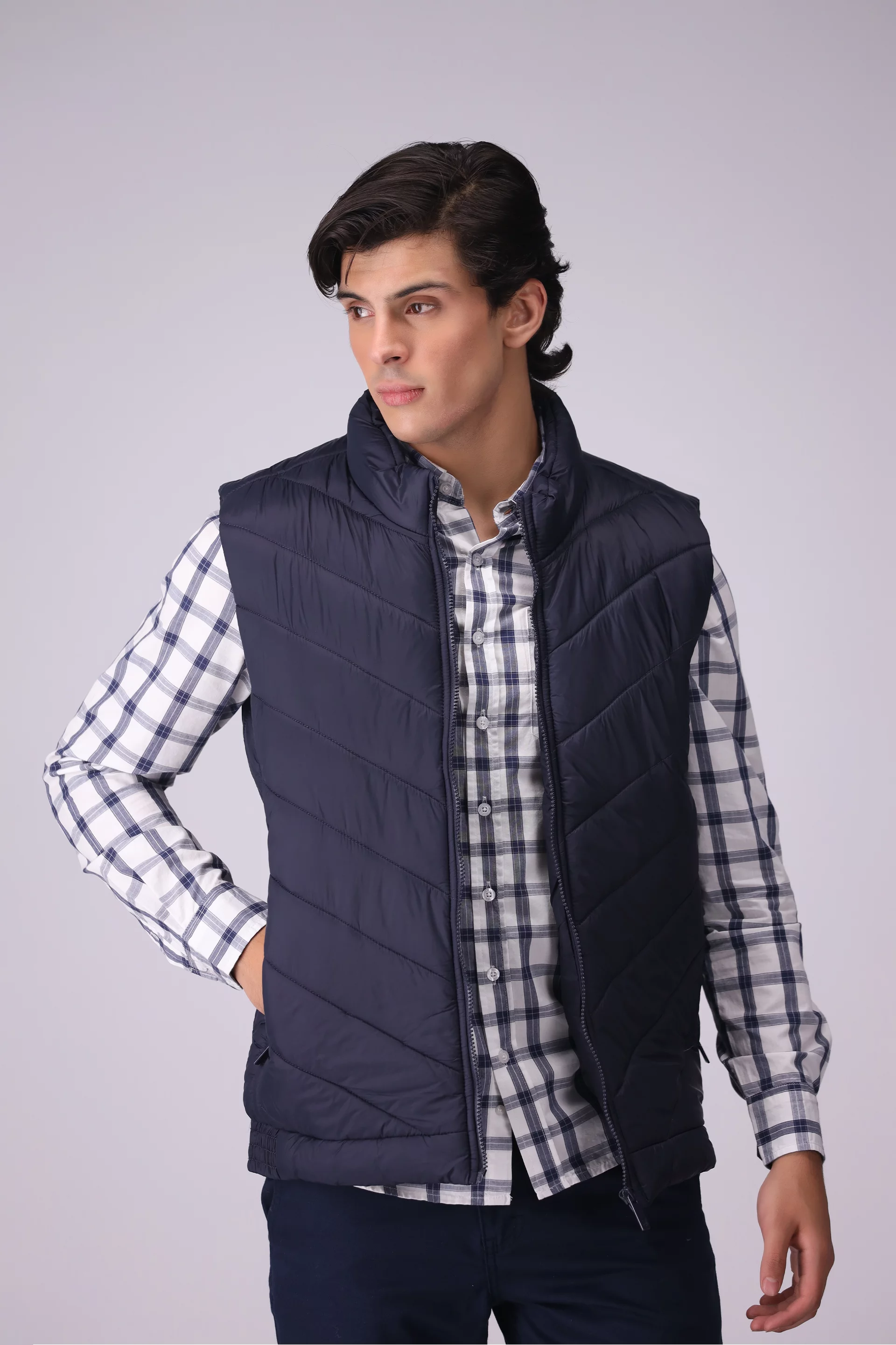 Quilted Gilet Men Jacket Winter 2024 Knit Story COUGAR- (Men Winter 2024) M Navy 