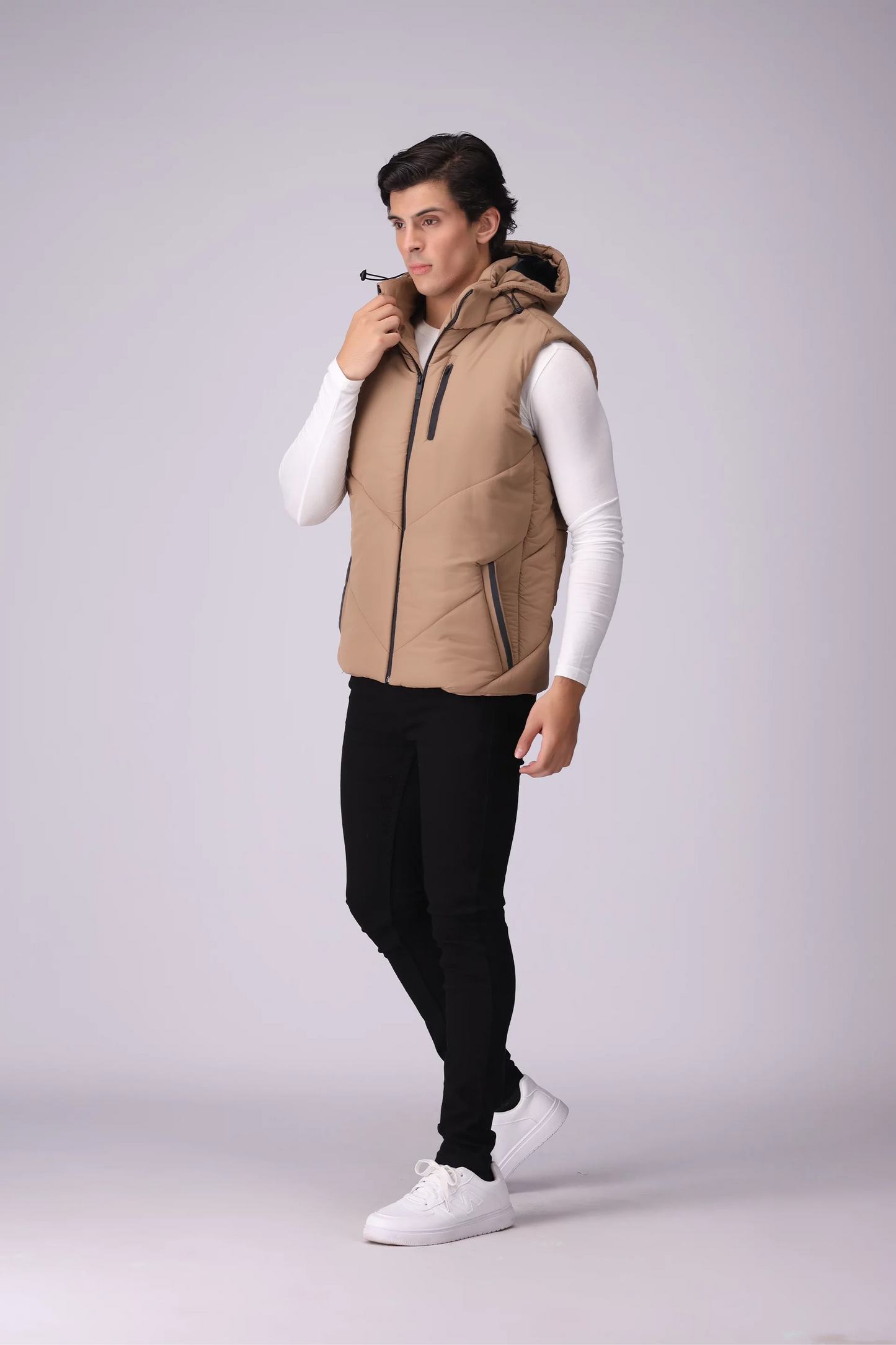 Hooded Gilet With Contrast Zippers Men Jacket Winter 2024 Knit Story COUGAR- (Men Winter 2024)   