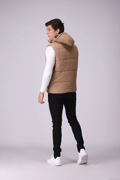 Hooded Gilet With Contrast Zippers Men Jacket Winter 2024 Knit Story COUGAR- (Men Winter 2024)   