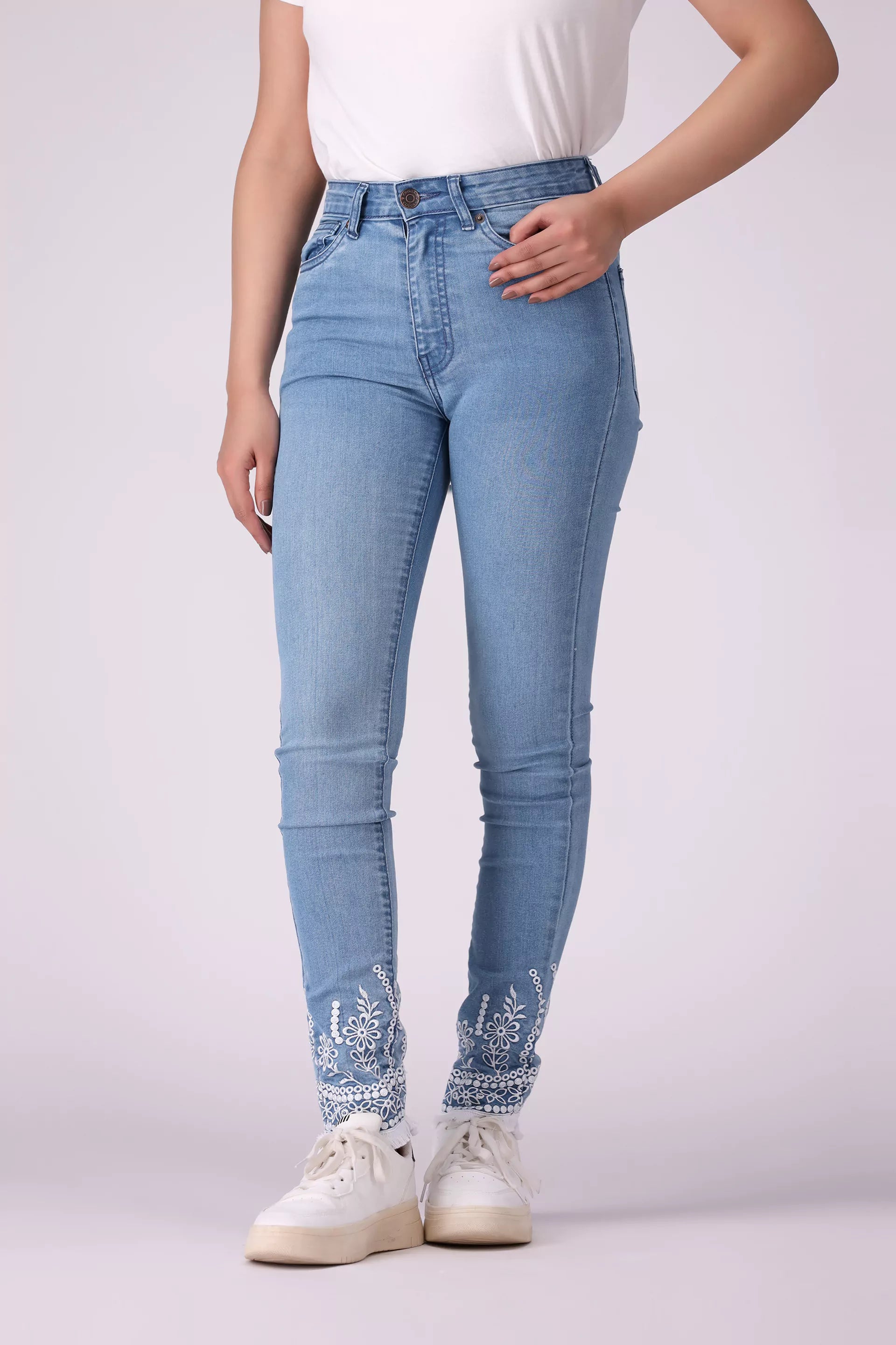 Embroidered Skinny Fit Jeans Women Jean COUGAR (S V-1 2025) 26 Blue Women