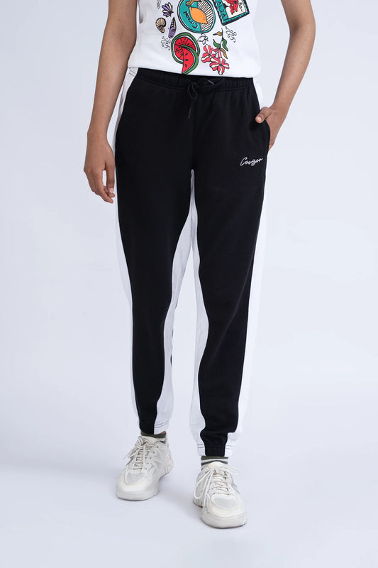 Black Side Paneled Jogger Pants Women Trouser Summer V-1 2024 AURA COUGAR