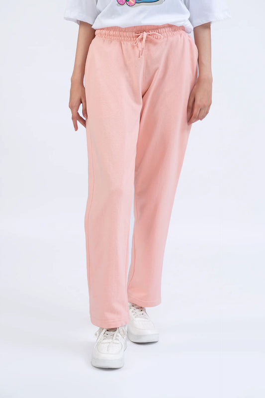 Pink Oversized Knitted Trousers Women Trouser Summer V-3 2024 BACKDROP COUGAR- (Women V3 2024) XS Pink 