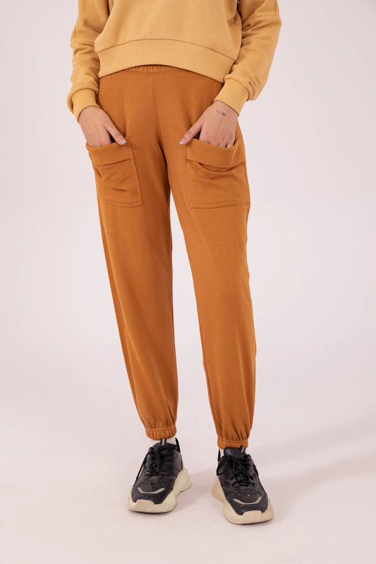 Patch Pockets Jogger Pants Women Trouser Fall 2024 Core Comfort COUGAR- (Women Fall 2024) XS Caramel 