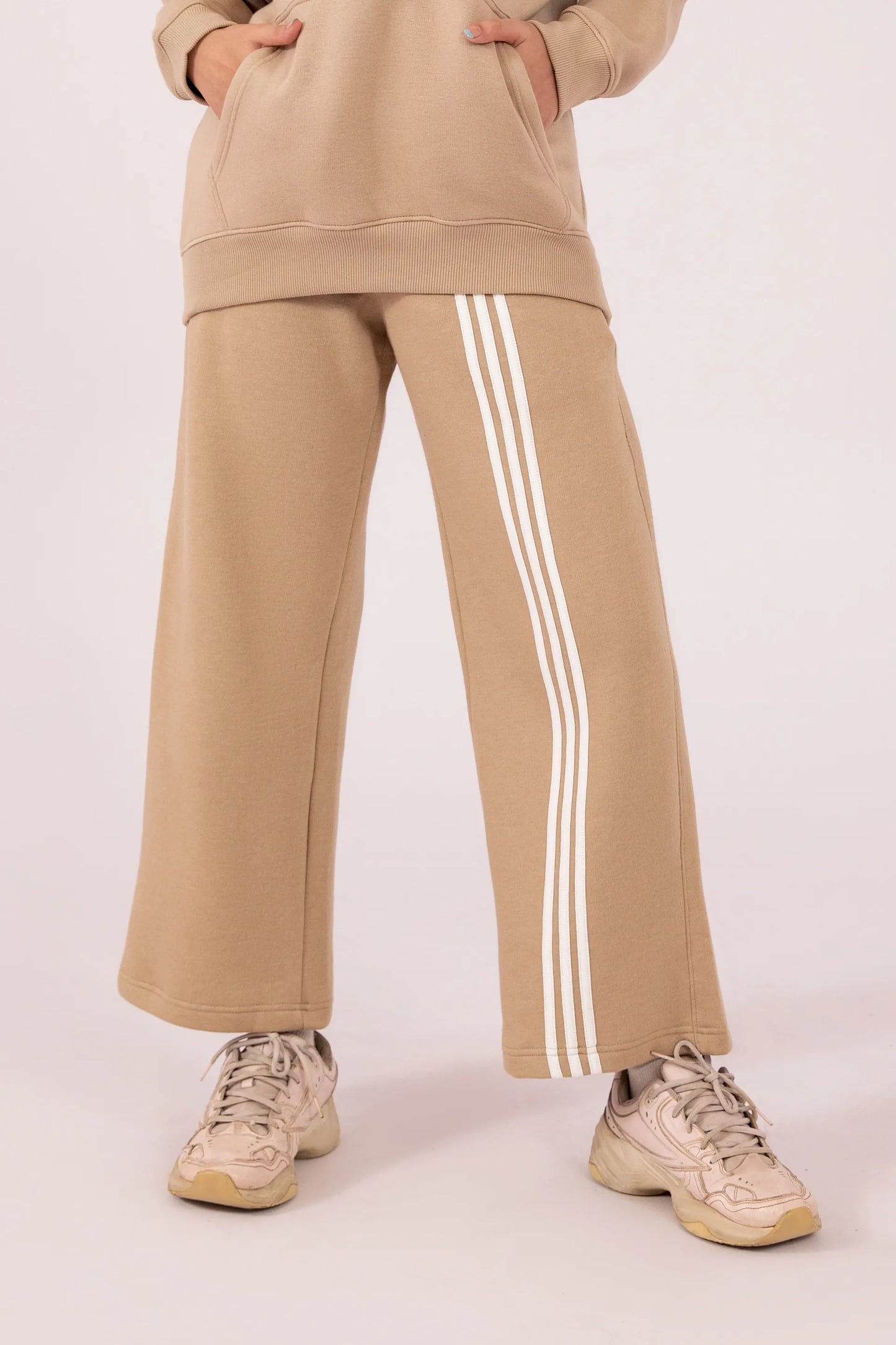 Wide Leg Fit Striped Trousers Women Trouser Winter 2024 Knit Story COUGAR- (Women Winter 2024) XS Beige 