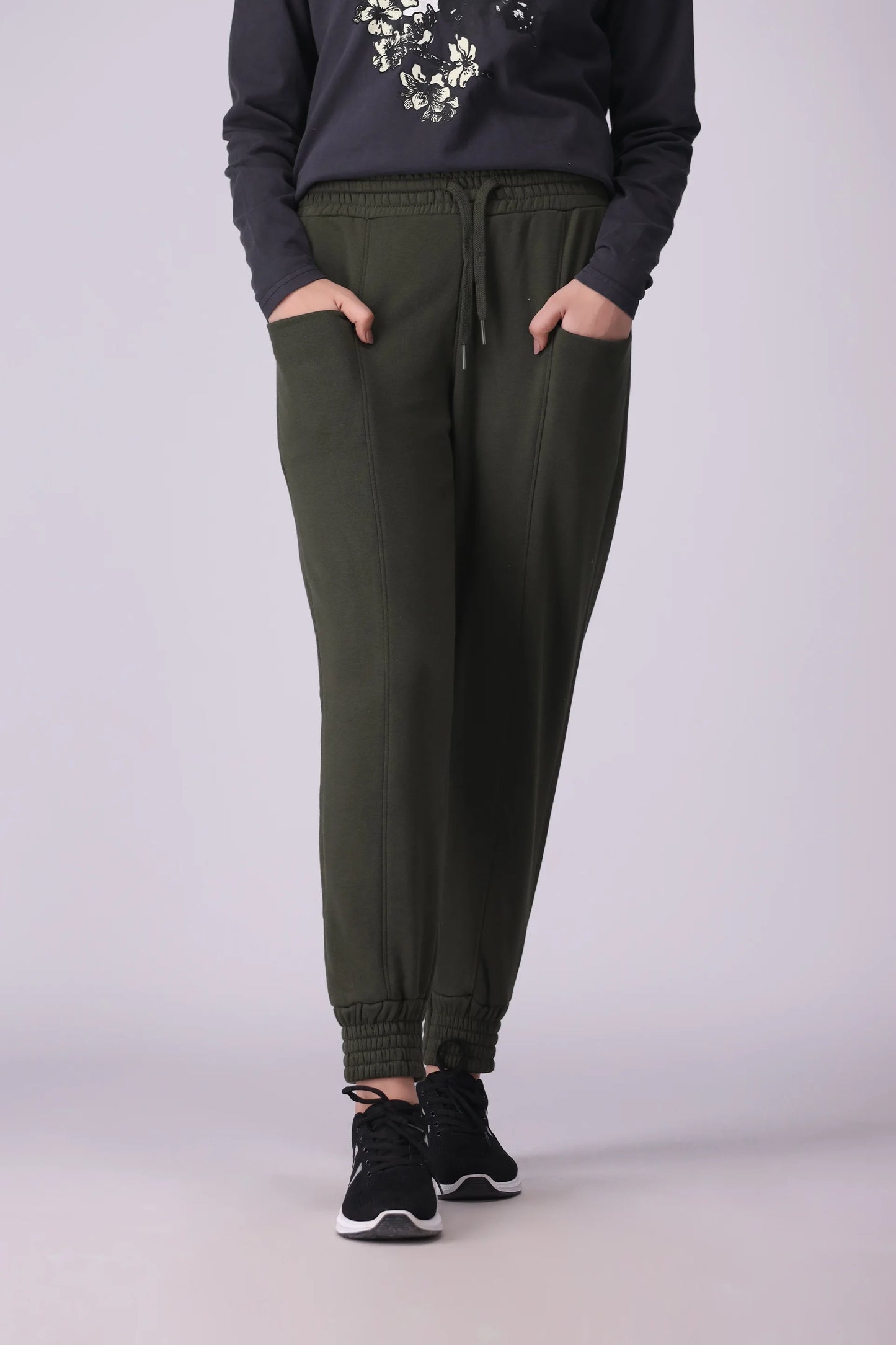 Pleated Jogger Pants Women Trouser Winter 2024 Knit Story COUGAR- (Women Winter 2024) XS Olive 