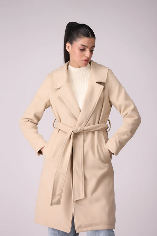 Belted Wrap Coat Women Coat Winter 2024 Knit Story COUGAR- (Women Winter 2024)