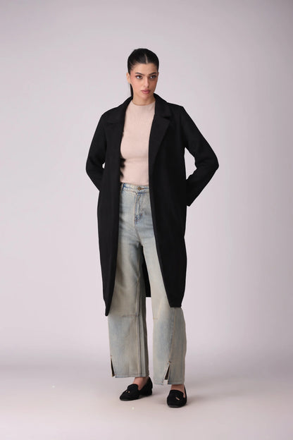 Long Suede Coat Women Coat Winter 2024 Knit Story COUGAR- (Women Winter 2024)