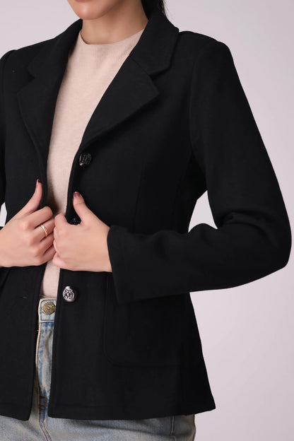 Twill Coat With Patch Pockets Women Coat Winter 2024 Knit Story COUGAR- (Women Winter 2024)