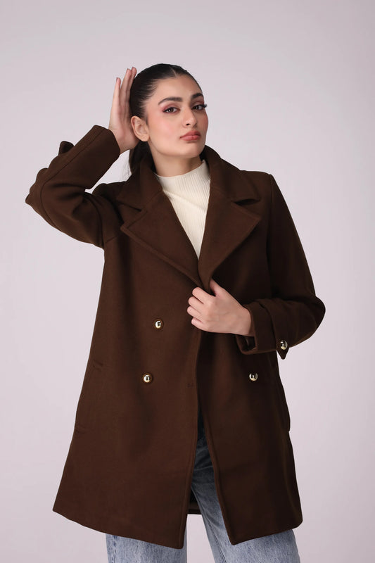 Double Breasted Coat Women Coat Winter 2024 Knit Story COUGAR- (Women Winter 2024)