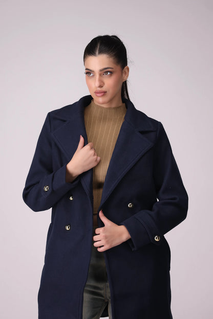 Double Breasted Coat Women Coat Winter 2024 Knit Story COUGAR- (Women Winter 2024)