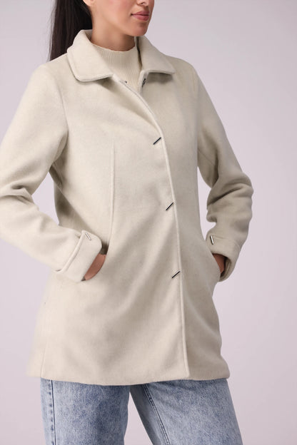 Twill Coat With Shirt Collar Women Coat Winter 2024 Knit Story COUGAR- (Women Winter 2024)