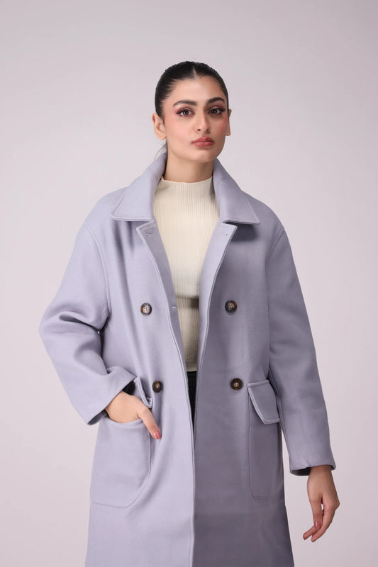 Mid Length Twill Coat Women Coat Winter 2024 Knit Story COUGAR- (Women Winter 2024)