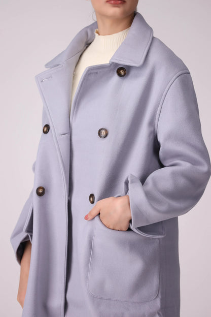 Mid Length Twill Coat Women Coat Winter 2024 Knit Story COUGAR- (Women Winter 2024)