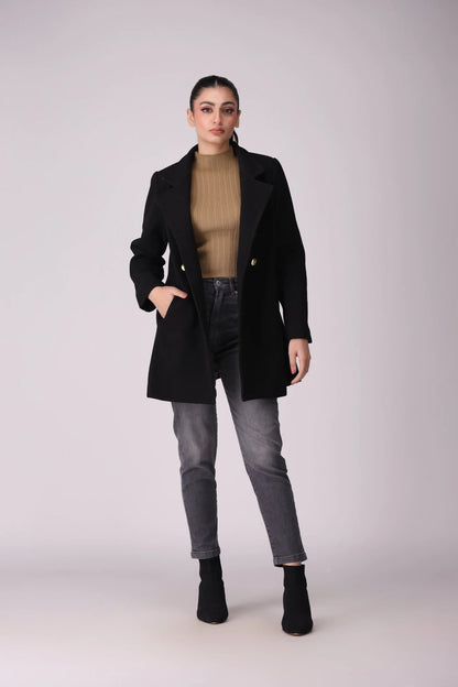 Textured Twill Coat Women Coat Winter 2024 Knit Story COUGAR- (Women Winter 2024)