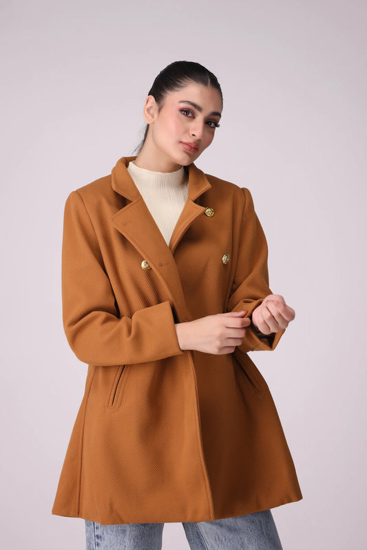 Textured Twill Coat Women Coat Winter 2024 Knit Story COUGAR- (Women Winter 2024)