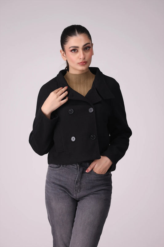 Cropped Coat With Raglan Sleeves Women Coat Winter 2024 Knit Story COUGAR- (Women Winter 2024)