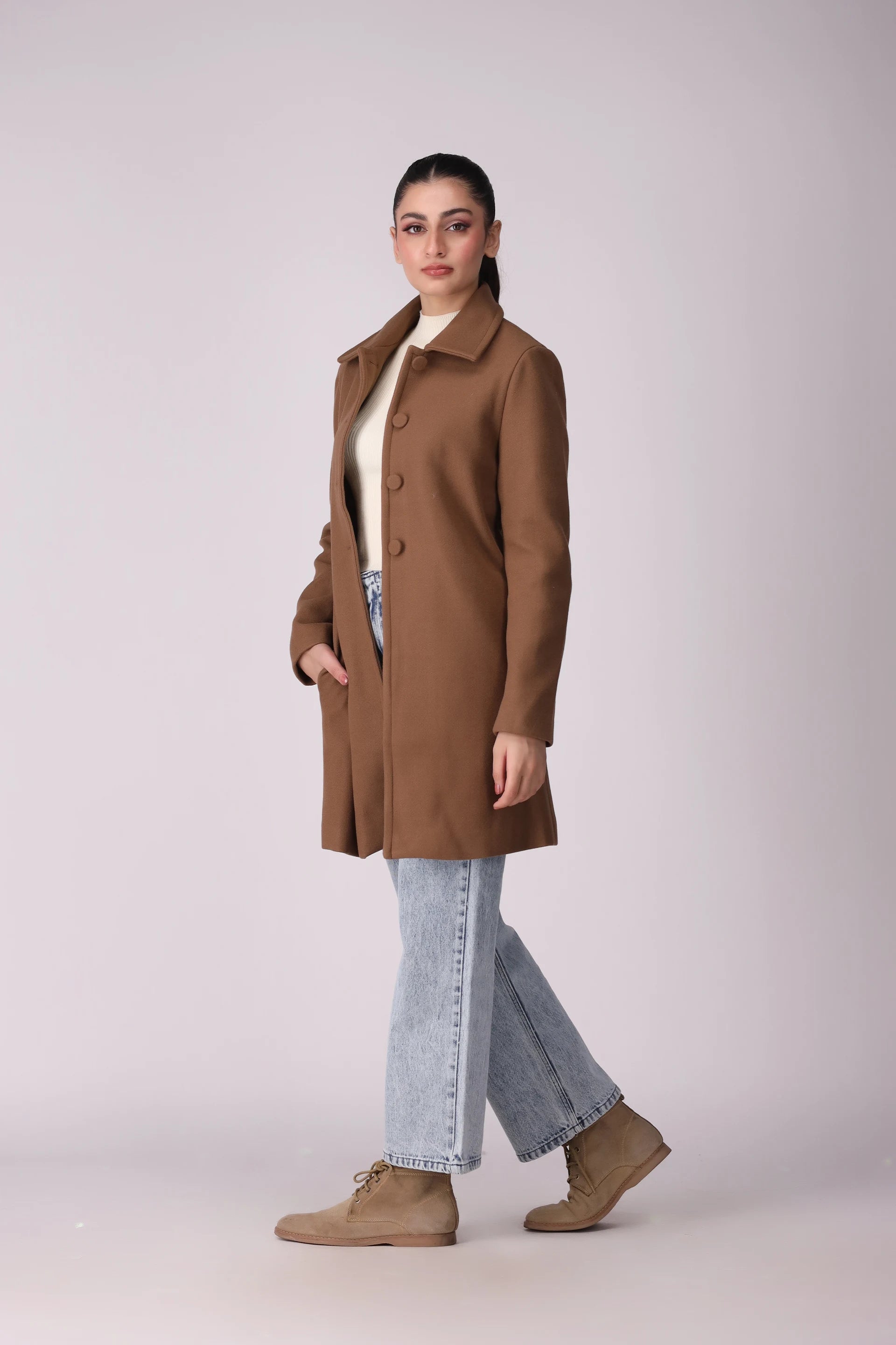 Single Breasted Coat Women Coat Winter 2024 Knit Story COUGAR- (Women Winter 2024)