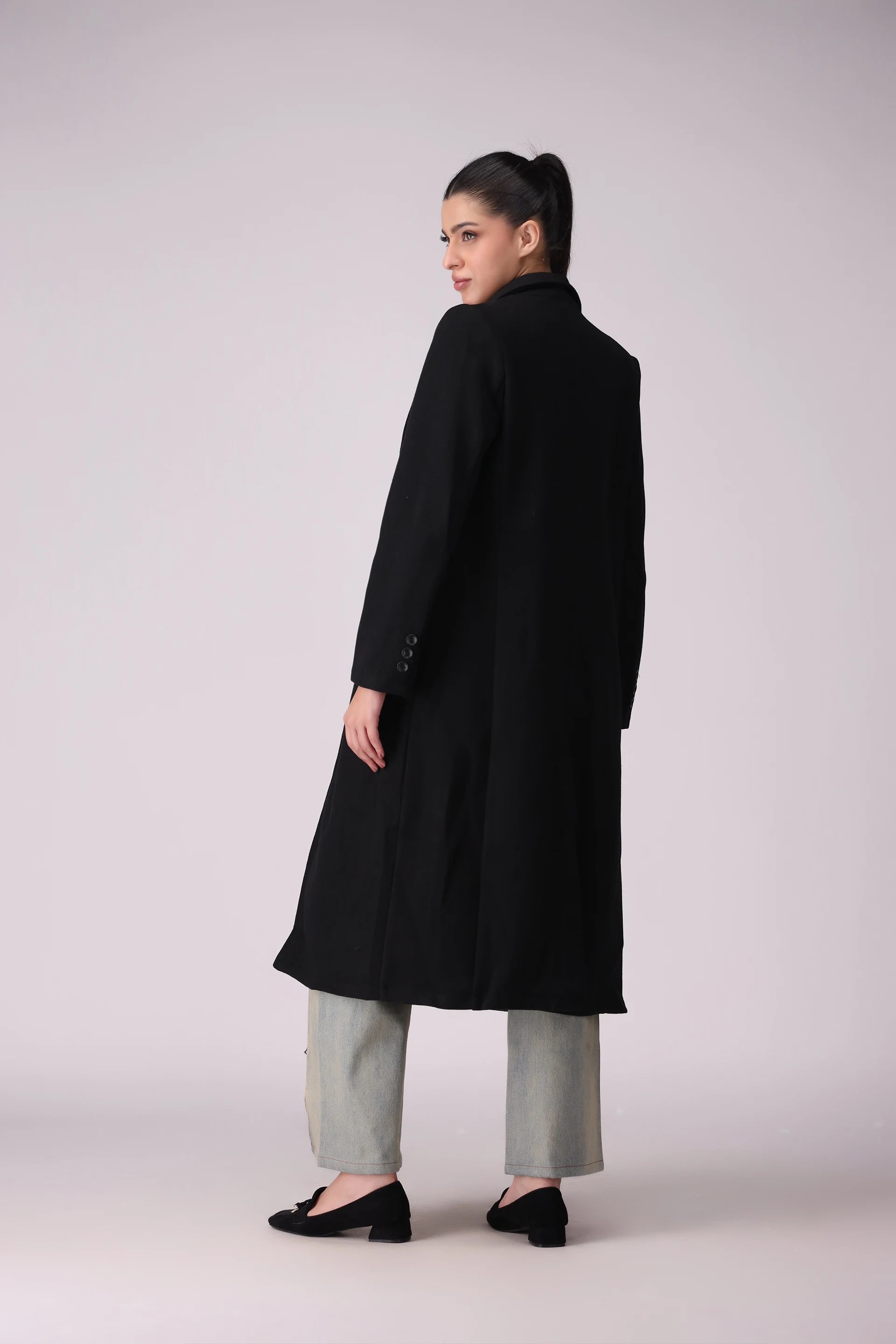 Long Coat With Flap Pockets Women Coat Winter 2024 Knit Story COUGAR- (Women Winter 2024)