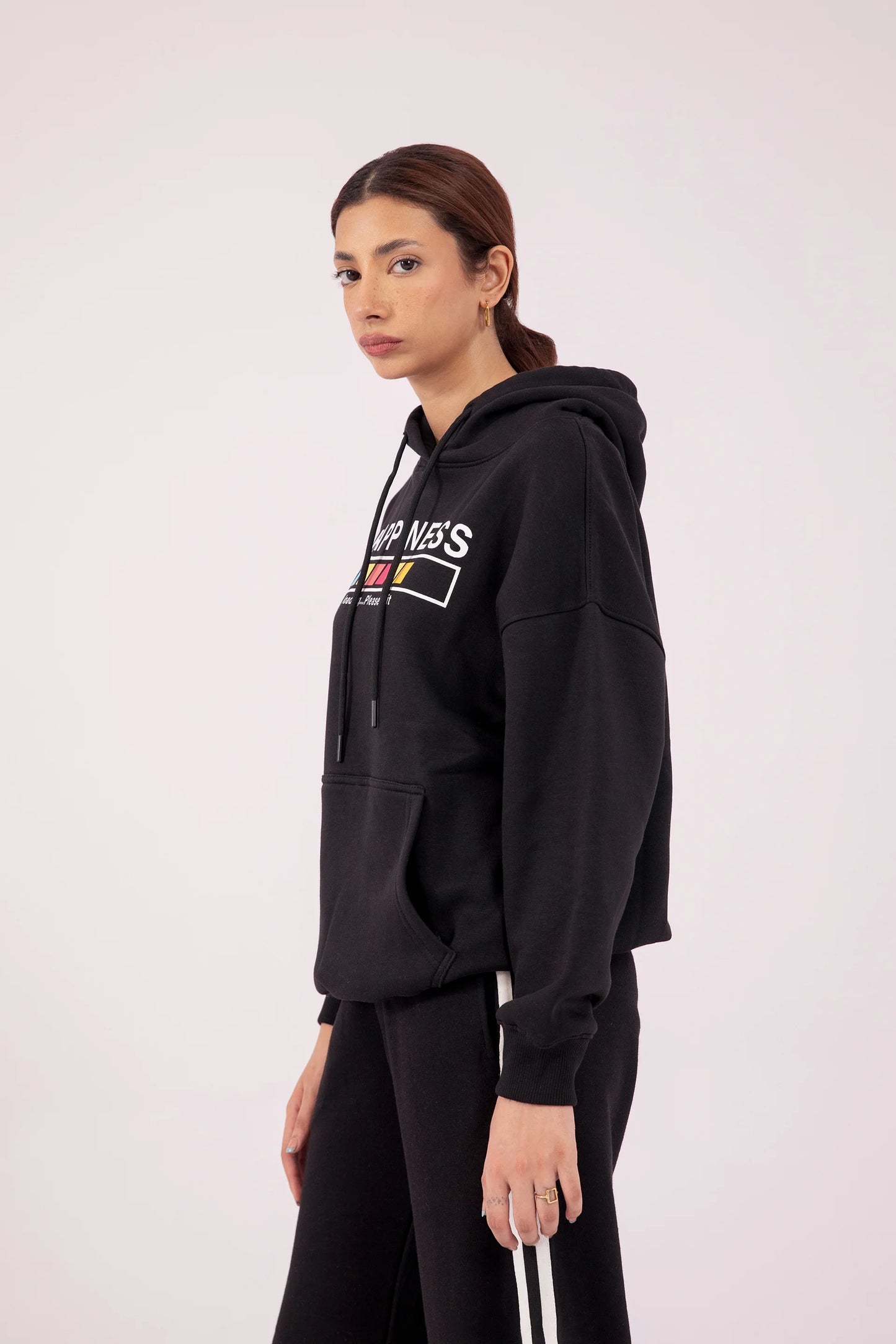 HAPPINESS Graphic Hoodie Women Hood Winter 2024 Knit Story COUGAR- (Women Winter 2024)   