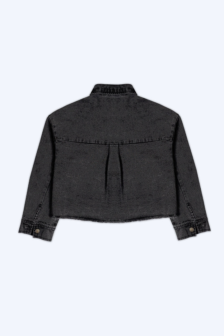 Black Denim Cropped Jacket Women Jacket Winter 2023 Premiere COUGAR   