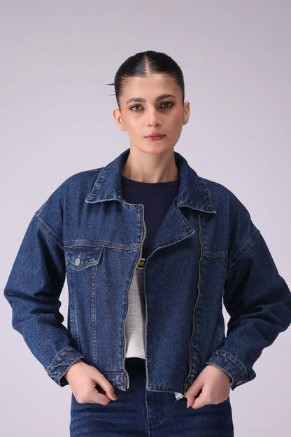 Denim Zipper Jacket Women Jacket Winter 2024 COUGAR- (Women Winter 2024) S Blue 