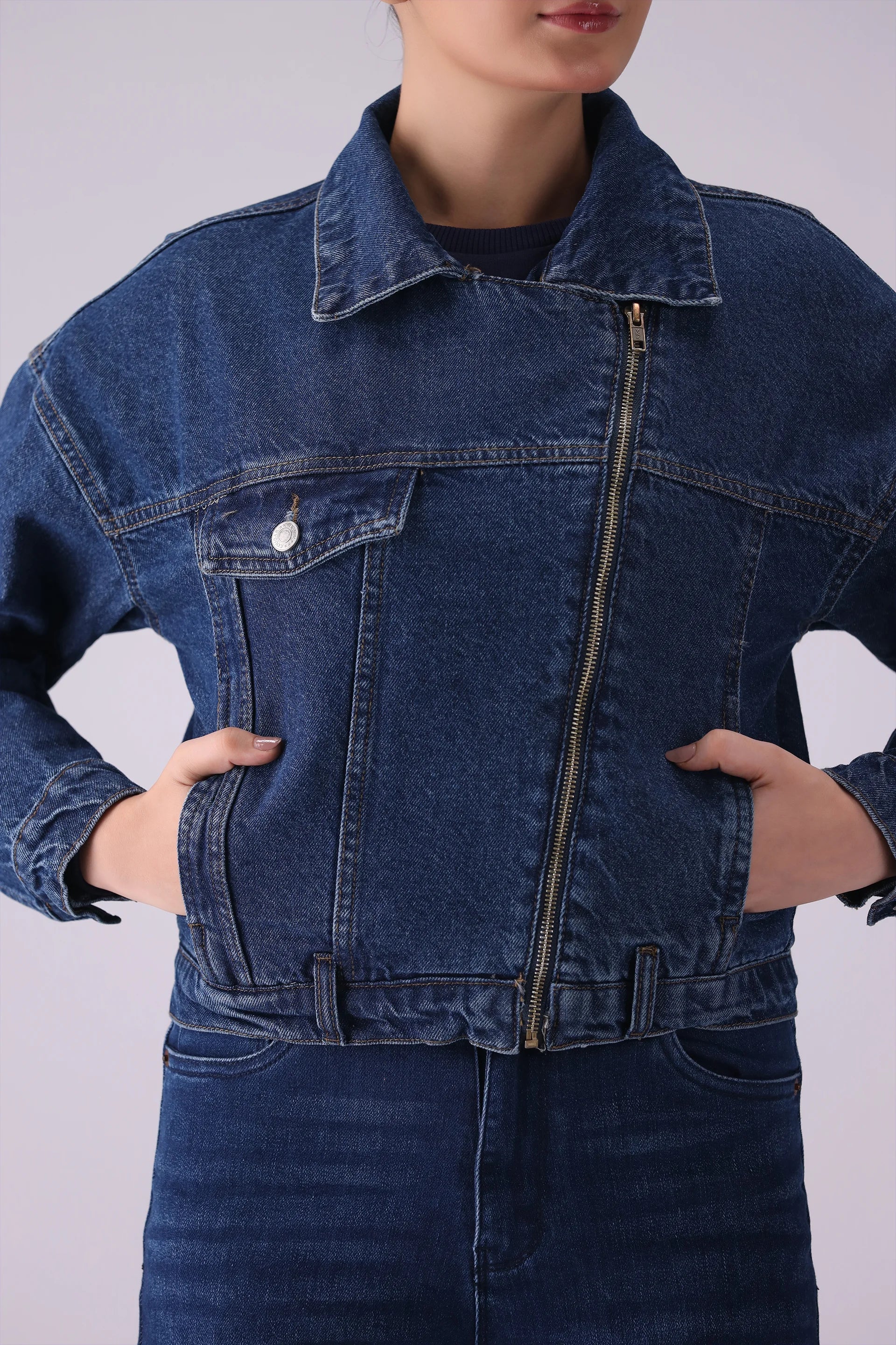 Denim Zipper Jacket Women Jacket Winter 2024 COUGAR- (Women Winter 2024)   