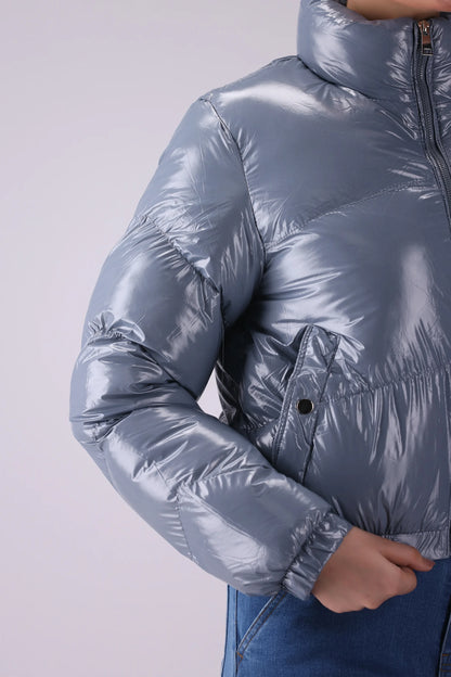 Glossy Puffer Jacket Women Jacket Winter 2024 Knit Story COUGAR- (Women Winter 2024)   