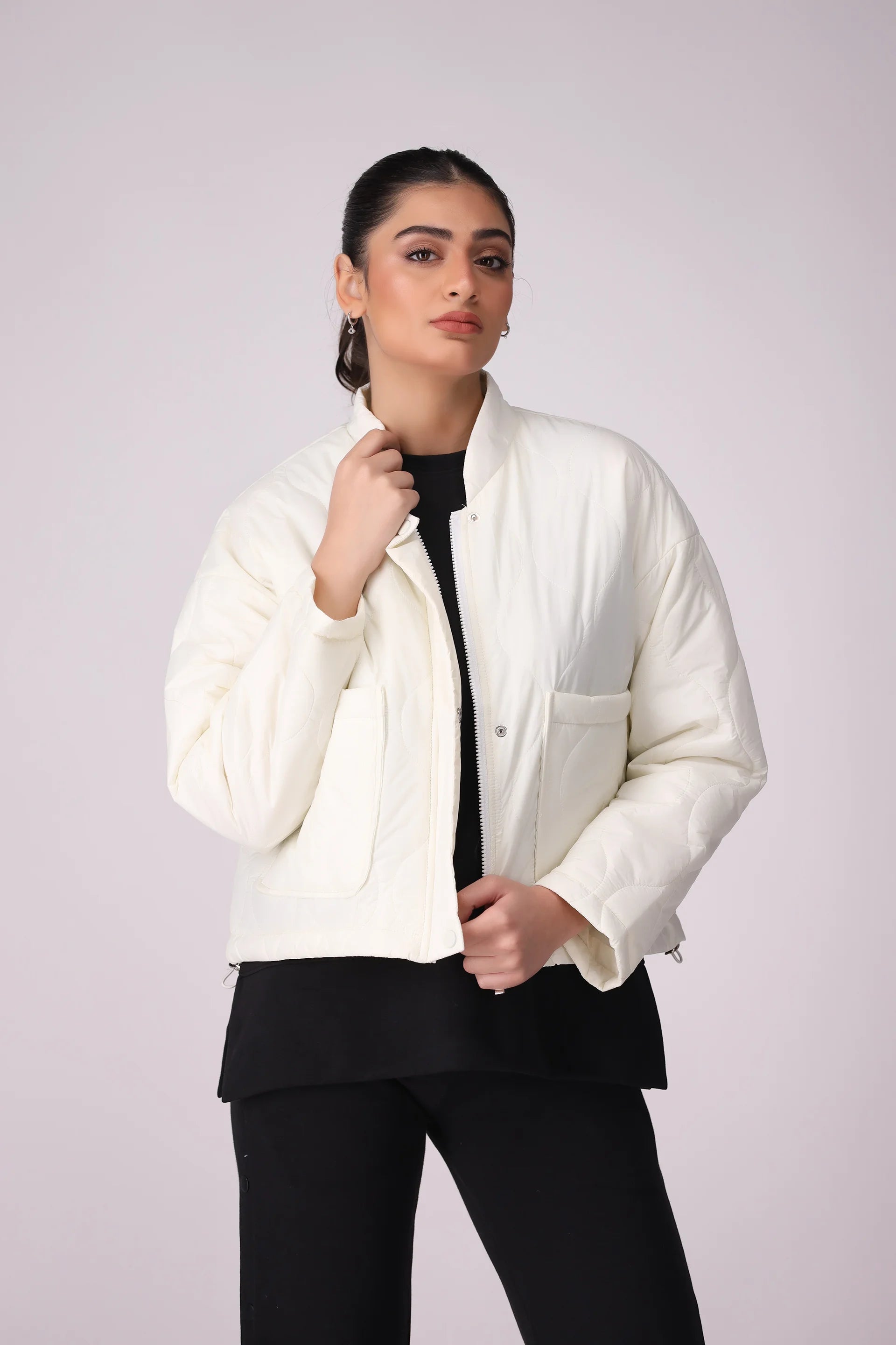 Quilted Jacket Women Jacket Winter 2024 Knit Story COUGAR- (Women Winter 2024) S Cream White Women