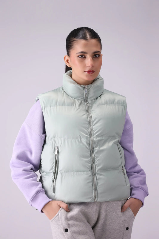 Mock Neck Gilet Women Jacket Winter 2024 Knit Story COUGAR- (Women Winter 2024) S light Mint Women