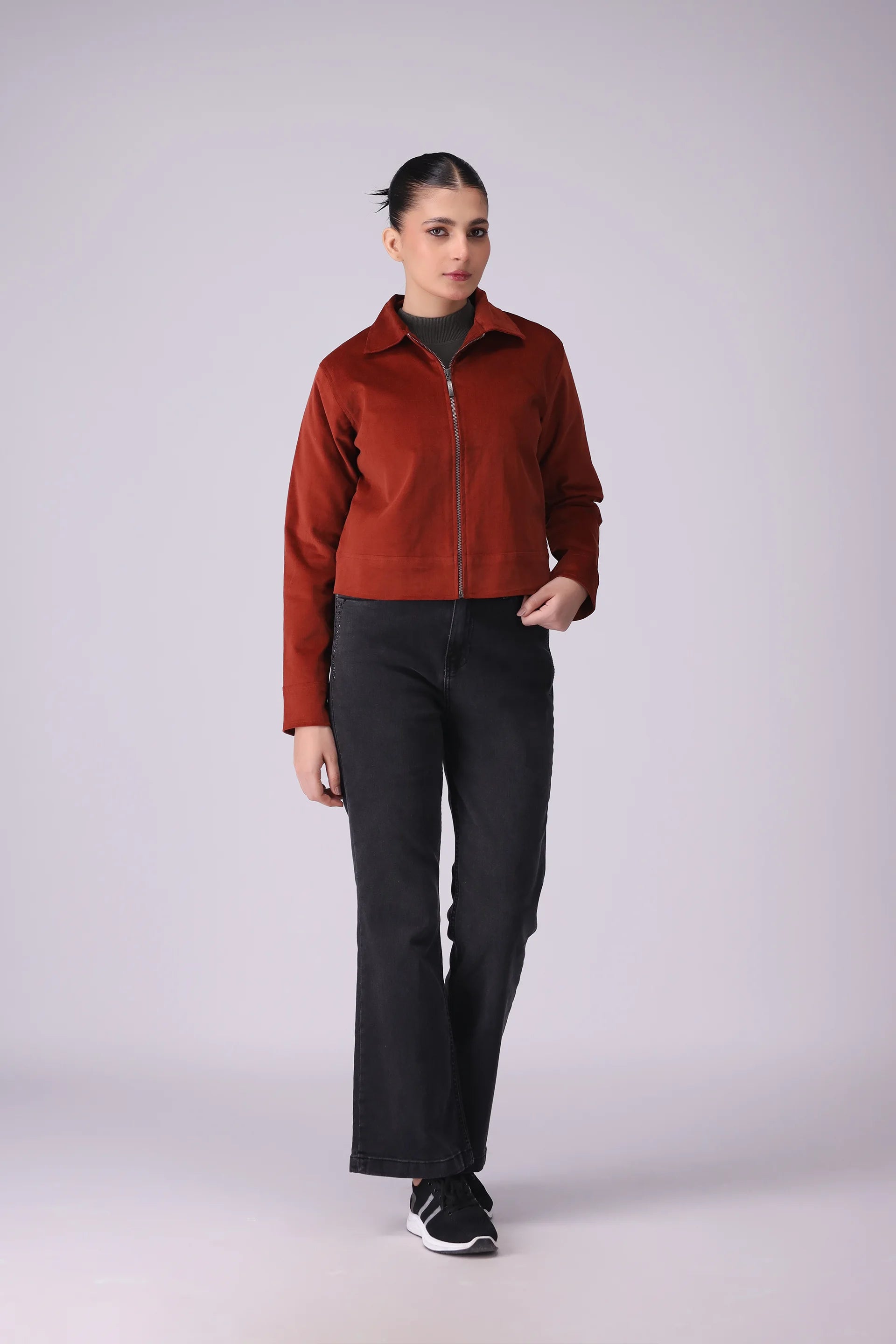 Corduroy Zipper Jacket Women Jacket Winter 2024 COUGAR- (Women Winter 2024)   