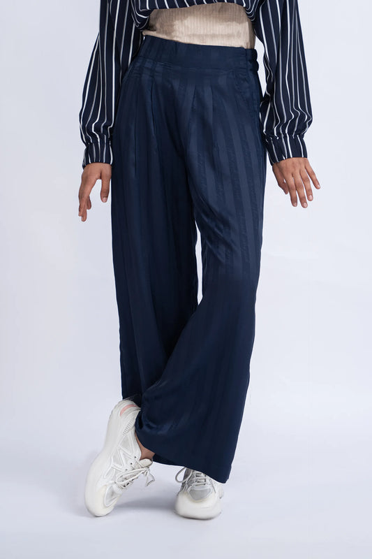 Blue Contrast Culottes Women Trouser Summer V-1 2024 AURA COUGAR XS Navy 