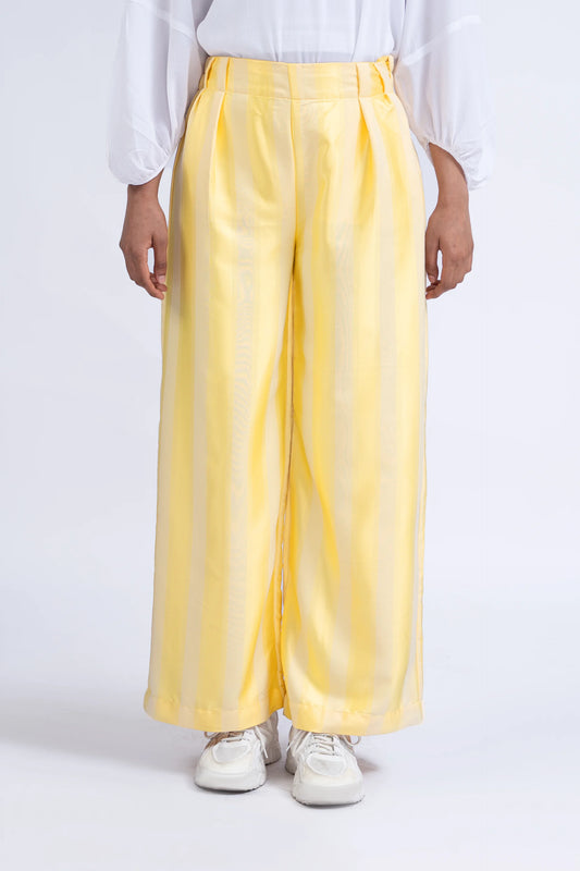 Yellow Contrast Culottes Women Trouser Summer V-1 2024 AURA COUGAR   