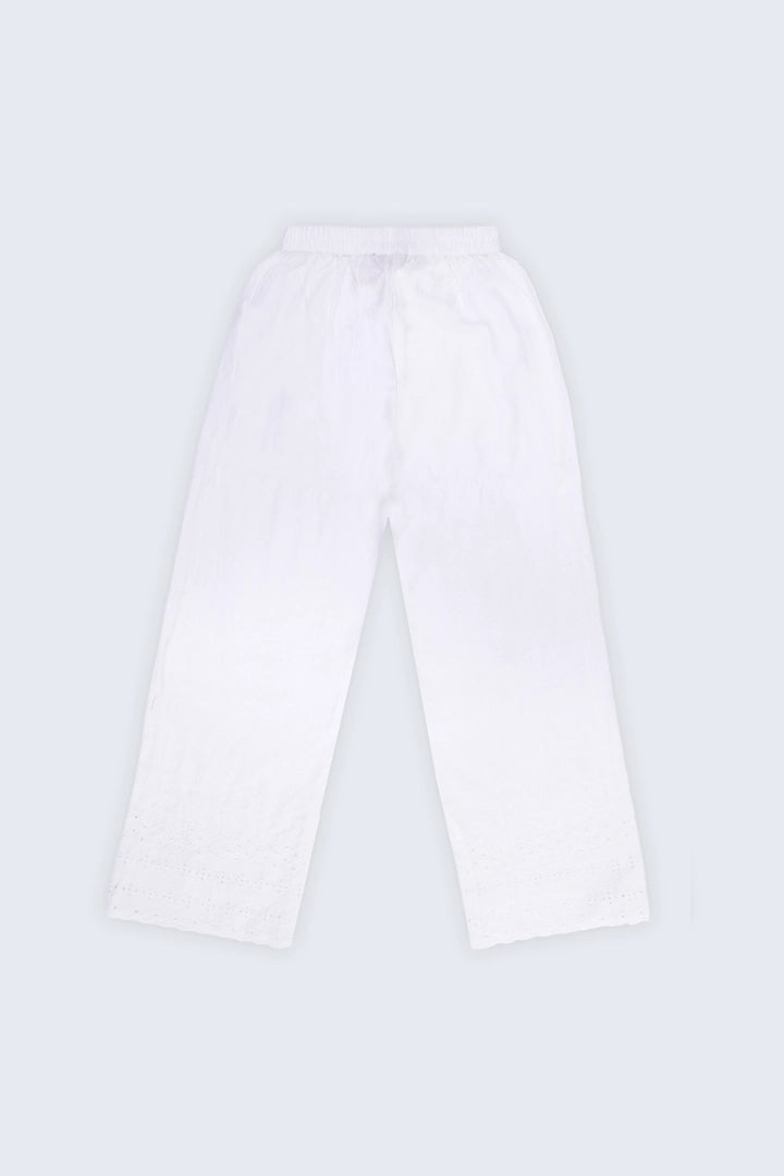 White Chikankari Trousers Women Trouser Summer V-2 2024 GULKARI COUGAR   