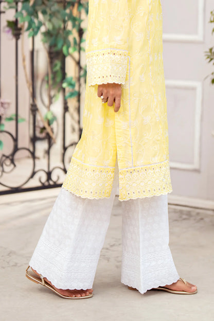 White Schiffli Trousers Women Trouser Summer V-2 2024 GULKARI COUGAR   