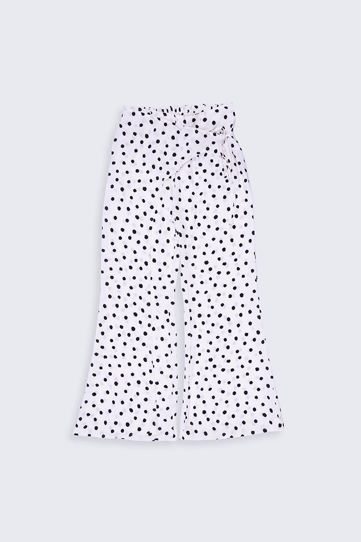 Polka Dots Tie Waist Culottes Women Trouser Summer V-2 2024 URBAN STATION COUGAR XS White 