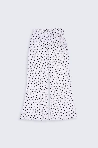 Polka Dots Tie Waist Culottes Women Trouser Summer V-2 2024 URBAN STATION COUGAR XS White 