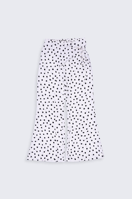 Polka Dots Tie Waist Culottes Women Trouser Summer V-2 2024 URBAN STATION COUGAR XS White 